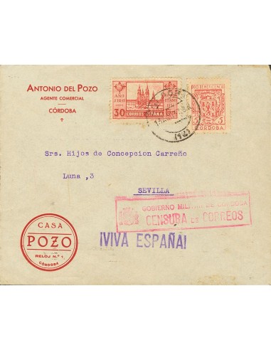 Andalucía. Historia Postal. Andalucía. Historia Postal. CORDOBA / (18), al dorso llegada. MAGNIFICA.
