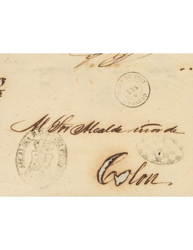 Cuba. Sobre . 1864. GÜINES a COLON. Marca de Alcaldia y PARRILLA COLONIAL, indicando que la carta circulaba libre de porte. MA