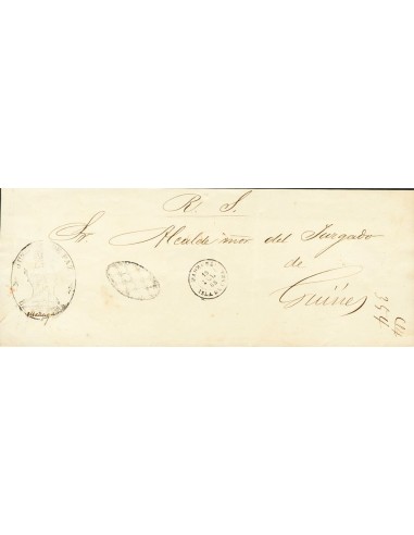 Cuba. Sobre . 1868. MADRUGA a GÜINES. Marca PARRILLA COLONIAL, indicando que la carta circulaba libre de porte. MAGNIFICA Y RA