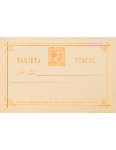 Filipinas. Entero Postal. (*)/ºEP6/7. 1892. 2 cts castaño (matasellada) y 3 cts naranja sobre Tarjetas Entero Postales. MAGNIF