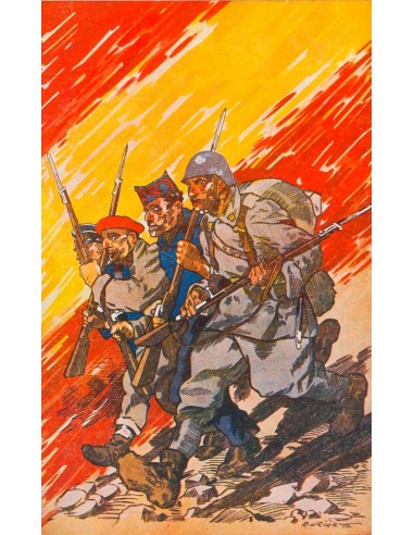 Guerra Civil. Postal Nacional. Sobre . (1937ca). Tarjeta Postal Ilustrada LOS SALVADORES DE ESPAÑA (Uriarte-Zaragoza). MAGNIFI
