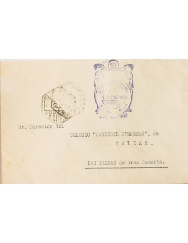Ifni. Sobre . 1958. GUERRA DE IFNI. SIDI IFNI (Gobernador General de A.O.E.) a LAS PALMAS. Marca de Franquicia CORREO GENERAL