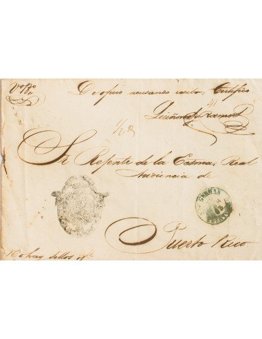 Puerto Rico. Sobre . 1863. SAN GERMAN a SAN JUAN. En el frente manuscrito "No hay sellos". MAGNIFICA.