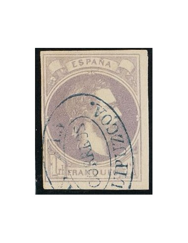 Correo Carlista. º158. 1874. 1 real violeta. Matasello LASTAOLA / CORREOS /  GUIPUZCOA. MAGNIFICO.