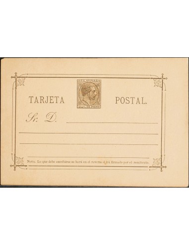 Filipinas. Entero Postal. (*)EP4. 1889. 2 cts castaño sobre Tarjeta Entero Postal. MAGNIFICA.