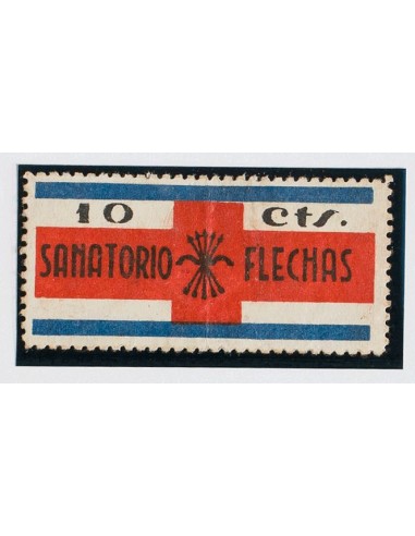Guerra Civil. Viñeta. *. (1937ca). 10 cts negro, rojo y azul (doblez vertical). SANATORIO FLECHAS. BONITO Y RARO.