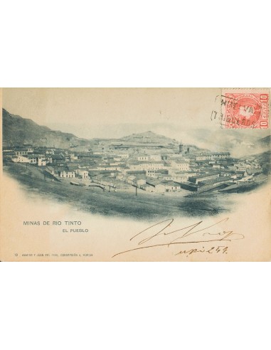 Andalucía. Historia Postal. Sobre 243. 1903. 10 cts rojo. Tarjeta Postal de TRIGUEROS a CHATEAUROUX (FRANCIA). Matasello carte