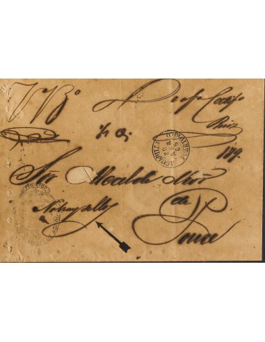 Puerto Rico. Sobre . 1865. AGUADILLA a PONCE (tropicalizaciones típicas de las cartas circuladas en Puerto-Rico). Manuscrito "