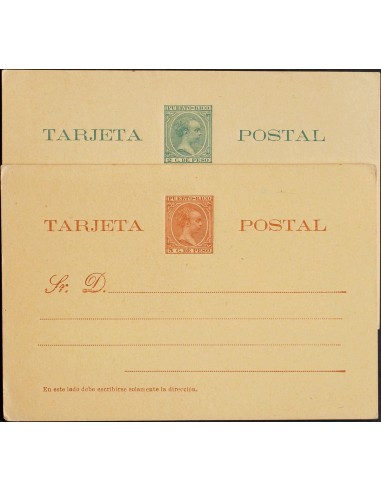 Puerto Rico. Entero Postal. (*)EP7/8. 1896. 2 ctvos verde y 3 ctvos castaño rojo, sobre Tarjetas Entero Postales. MAGNIFICAS.