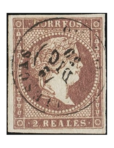 Castilla-La Mancha. Filatelia. º46. 1855. 2 reales violeta. Matasello ILLESCAS / TOLEDO. MAGNIFICO.