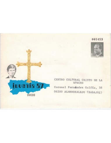 Sobre entero postal conmemorativo de Juvenia, año 1987.
