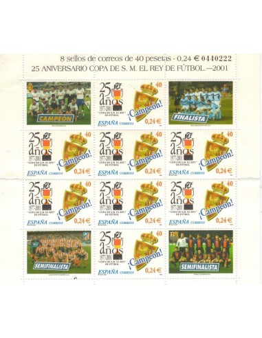 España 2001 - Minipliego 25 años de la Copa de S.M. el Rey de futbol.