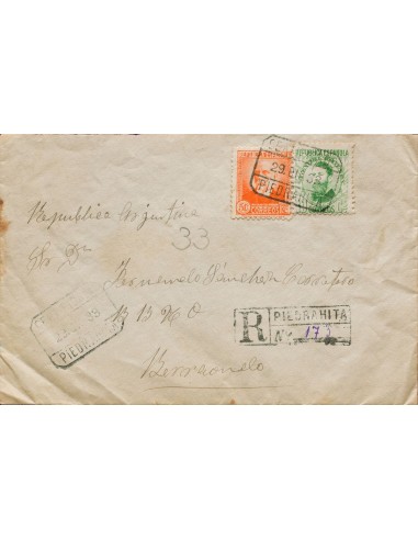 República Española Correo Certificado. Sobre 664, 671. 1933. 10 cts verde claro y 50 cts naranja. Certificado de PIEDRAHITA (A