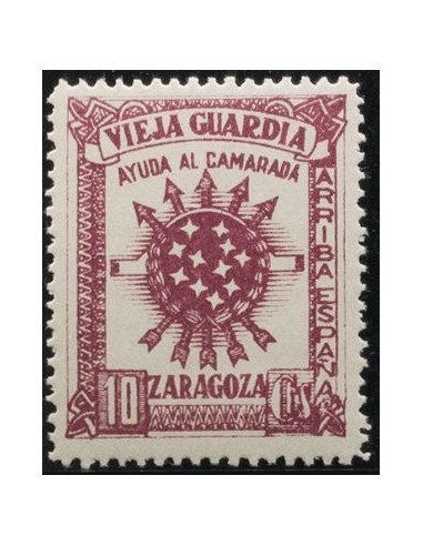 Guerra Civil. Locales. *. 1939. 10 cts violeta. VIEJA GUARDIA / ZARAGOZA. MAGNIFICO. (Allepuz 41)