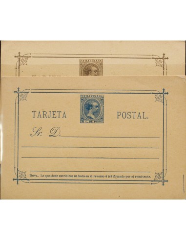 Filipinas. Entero Postal. (*)EP10/11. 1896. 2 ctvos azul y 3 ctvos castaño, sobre Tarjetas Entero Postales. MAGNIFICAS.