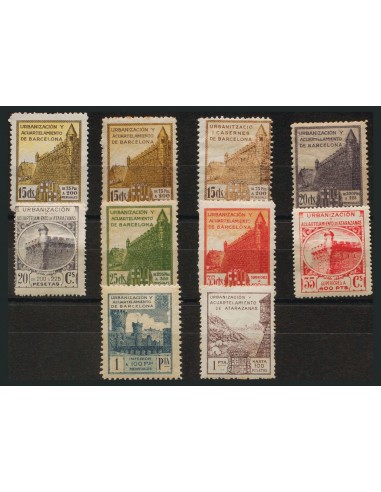 Guerra Civil. Locales. */(*). 1936. Conjunto de diez sellos de diversos valores y colores con leyendas URBANIZACION Y ACUARTEL