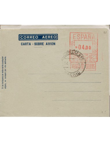 Matasello de Rodillo / Franqueo Mecánico. ºAE44G. 1948. 4 pts sobre aerograma gris verdoso (Tipo I). Matasello de favor. MAGNI
