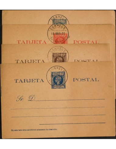 Fernando Poo. Entero Postal. ºEP9/12. 1899. Serie completa, cuatro Tarjetas Entero Postales con matasellos (filatélicos) CORRE