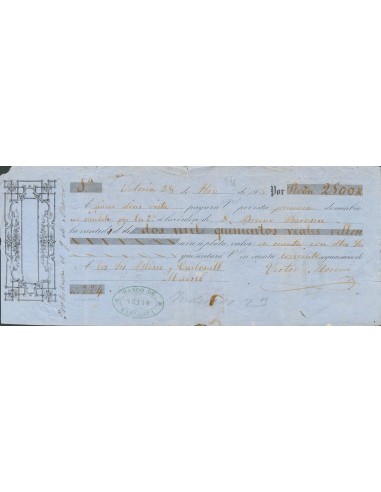 Fiscal. Sobre . 1866. 2 reales 50 cts rojo sobre amarillo, sello de GIRO sobre Letra de Cambio fechada en Vitoria girada a fav