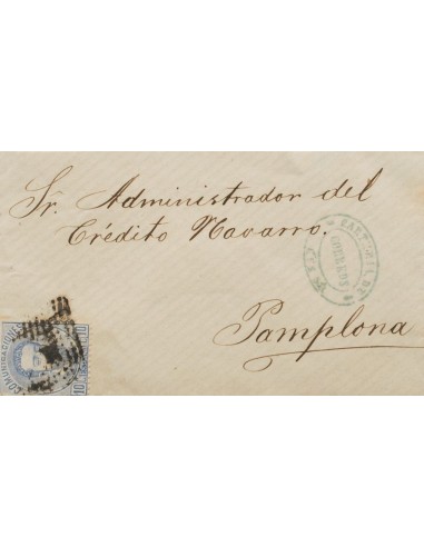 Navarra. Historia Postal. Sobre 121. 1873. 10 cts ultramar. LESACA (NAVARRA) a PAMPLONA. En el frente marca CARTERIA DE / CORR