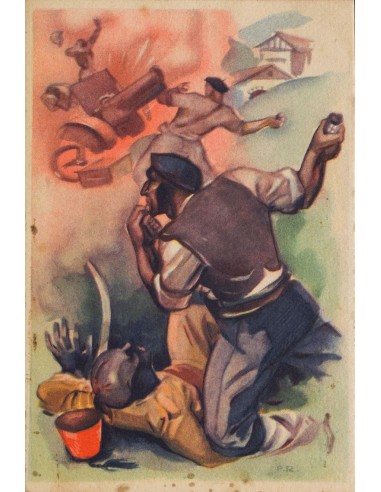 Guerra Civil. Postal Republicana. (*). (1936ca). Tarjeta Postal Ilustrada (Lucha con Tropas Bando Nacional). Departamento de P