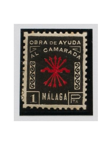Guerra Civil. Locales. *. 1937. 1 pts negro y rojo. MALAGA. OBRA DE AYUDA AL CAMARADA. BONITO. (Allepuz 23)