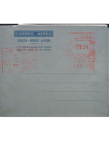 Matasello de Rodillo / Franqueo Mecánico. (*)AE32a. 1948. 2´75 pts + 1´25 pts sobre aerograma con doble franqueo, uno horizont