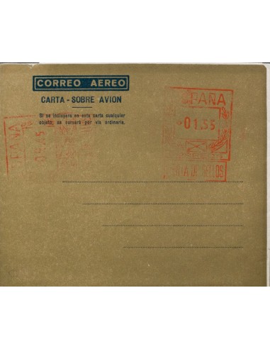 Matasello de Rodillo / Franqueo Mecánico. (*)AE27C. 1948. 1´55 pts + 2´45 pts sobre aerograma con doble franqueo, uno horizont