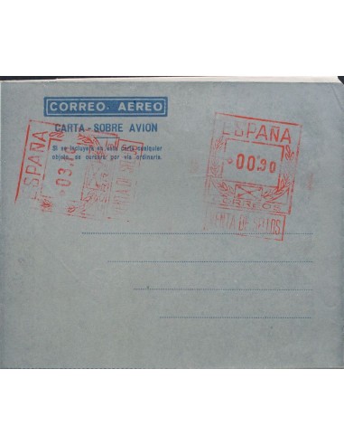 Matasello de Rodillo / Franqueo Mecánico. (*)AE23. 1948. 90 cts + 3´10 pts sobre aerograma con doble franqueo, uno horizontal,