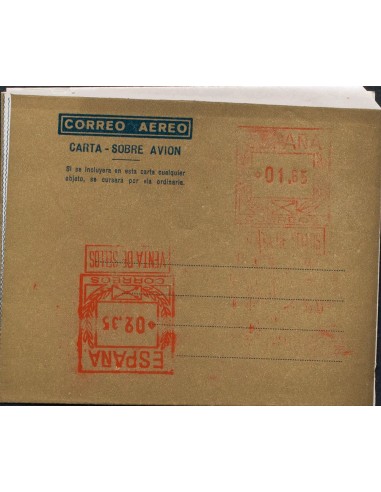 Matasello de Rodillo / Franqueo Mecánico. (*)AE19Ca. 1948. 1´65 pts + 2´35 pts sobre aerograma con franqueo doble, uno inverti