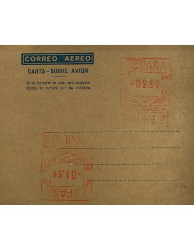Matasello de Rodillo / Franqueo Mecánico. (*)AE21Ca. 1948. 2´50 pts + 1´50 pts, sobre aerograma con franqueo doble, uno invert