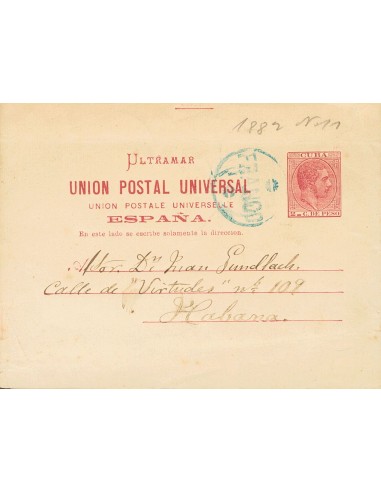 Cuba. Entero Postal. Sobre EP22. 1893. 2 ctvos carmín sobre Tarjeta Entero Postal de COTORRO (CUBA) a LA HABANA. Matasello FRA