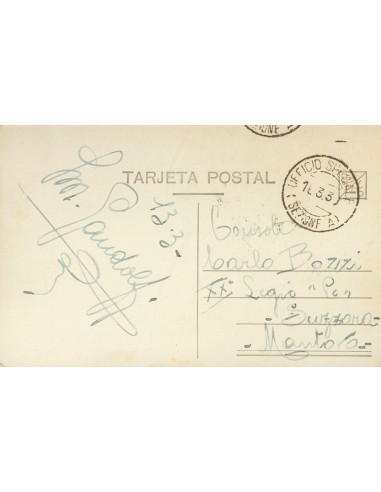 Guerra Civil. Voluntario Italiano. Sobre . 1939. Tarjeta Postal de AVILA dirigida a SUZZARA (ITALIA). Fechador UFFICIO SPECIAL