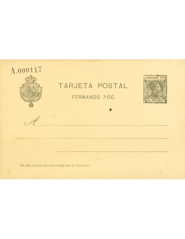 Fernando Poo. Entero Postal. (*)EP21, EP22. 1907. 10 cts verde negro sobre Tarjeta Entero Postal y 10 cts+10 cts verde negro s