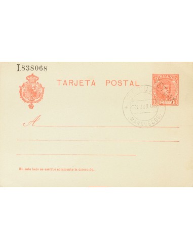 Marruecos. Entero Postal. ºEP2. 1908. 10 cts naranja sobre Tarjeta Entero Postal (sin inutilizar). Matasello TETUAN / (MARRUEC