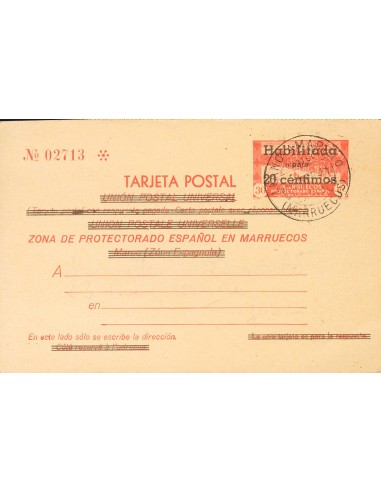 Marruecos. Entero Postal. Sobre EP27i. 1941. 20 cts sobre 30 cts rojo sobre Tarjeta Entero Postal, de vuelta circulada de KETA