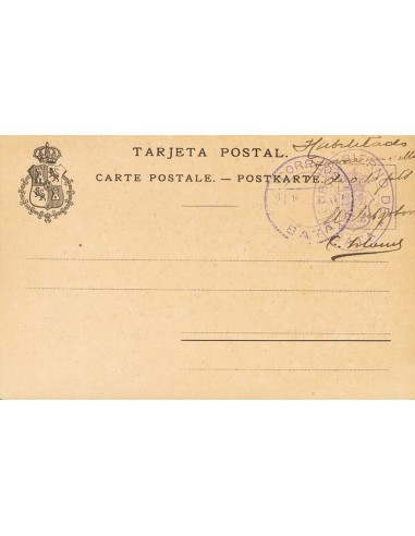 Guinea. º. 1902. Tarjeta Postal Provisoria con indicación manuscrita "Habilitado para un sello de 0´10 pts" con marca SUBGOBIE
