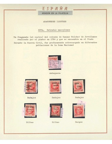 Guerra Civil. Emisión Local Patriótica. **/*. (1937ca). Interesante conjunto de sellos del 30 cts carmín (Jovellanos), en nuev