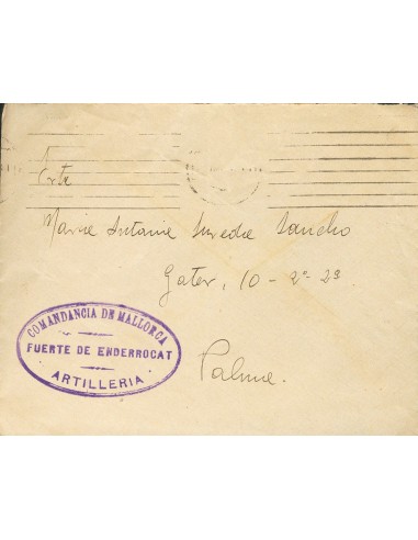 Guerra Civil. Bando Nacional. Sobre . 1936. Carta (con texto) de CABO ENDERROCAT (BALEARES) a PALMA DE MALLORCA. Marca de fran