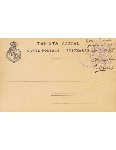 Guinea. Entero Postal. º. 1902. Tarjeta Postal Provisoria con indicación manuscrita "Habilitado para un sello de 0´10 pts" con