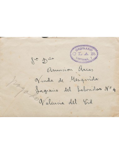 Comunidad Valenciana. Historia Postal. Sobre . 1942. TABERNES DE VALDIGNA (VALENCIA) a VALENCIA (texto en el interior). Marca