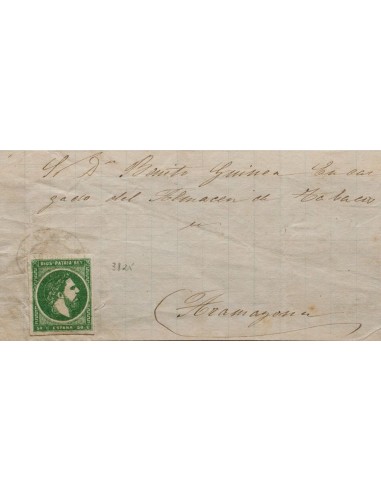 Correo Carlista. Sobre 160. (1875ca). 50 cts verde. Frontal de ARETA (VIZCAYA) a ARAMAYONA. Matasello oval ARETA / CORREOS / V
