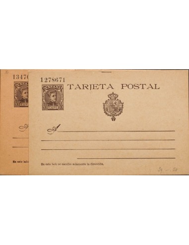 Entero Postal. (*)EP37, EP37A. 1901. Conjunto del 10 cts castaño sobre dos Tarjetas Entero Postales, sobre diferentes papeles