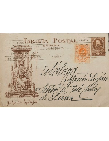Franquicia. Sobre 271. 1923. Sin valor, castaño. Tarjeta Postal franquiciada de la REAL BIBLIOTECA NACIONAL de MADRID a MALAGA