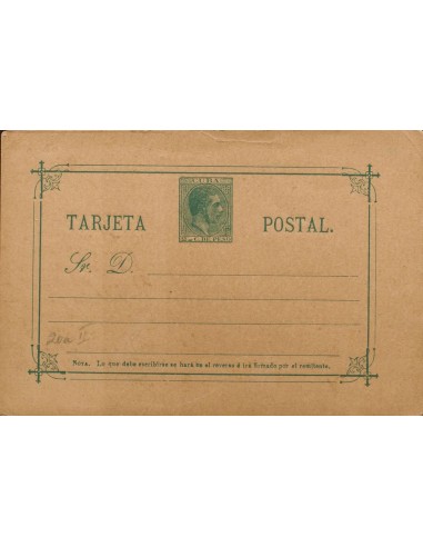 Cuba. Entero Postal. (*)EP22. 1888. 2 cts verde sobre Tarjeta Entero Postal (Tipo II). MAGNIFICA.