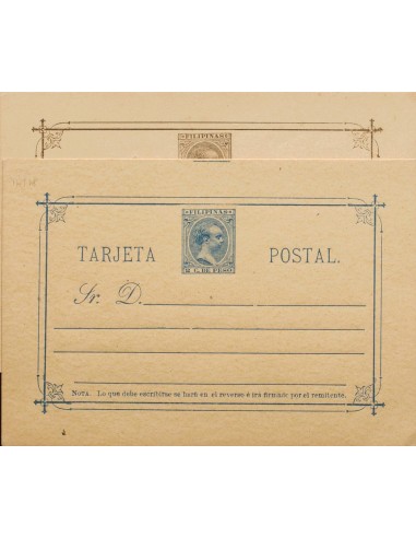 Filipinas. Entero Postal. (*)EP10/11. 1896. 2 ctvos azul y 3 ctvos castaño sobre Tarjetas Entero Postales. MAGNIFICAS.