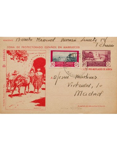 Marruecos. Entero Postal. Sobre EP89, 331. 1952. 20 cts lila y rojo (Serie D, Tipo III) sobre Tarjeta Entero Postal de TETUAN
