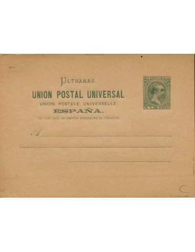 Puerto Rico. Entero Postal. (*)EP3. 1890. 3 ctvos verde sobre Tarjeta Entero Postal. MAGNIFICA.