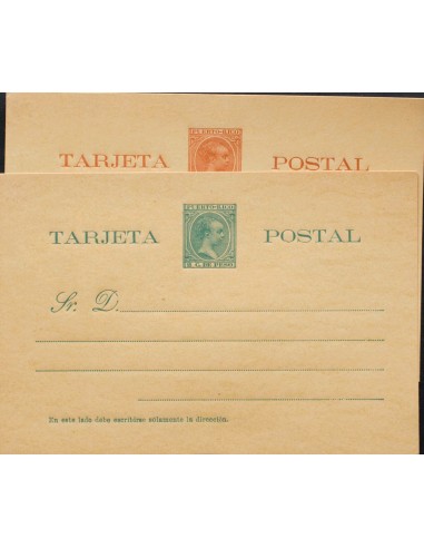 Puerto Rico. Entero Postal. (*)EP7/8. 1896. 2 ctvos verde azul y 3 ctvos castaño rojo sobre Tarjetas Entero Postales. MAGNIFIC