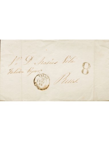 Cataluña. Historia Postal. Sobre . 1856. VALLS a REUS. Fechador VALLS / TARRAGONA (Tipo I), tasada con "8" (cuartos) por insuf
